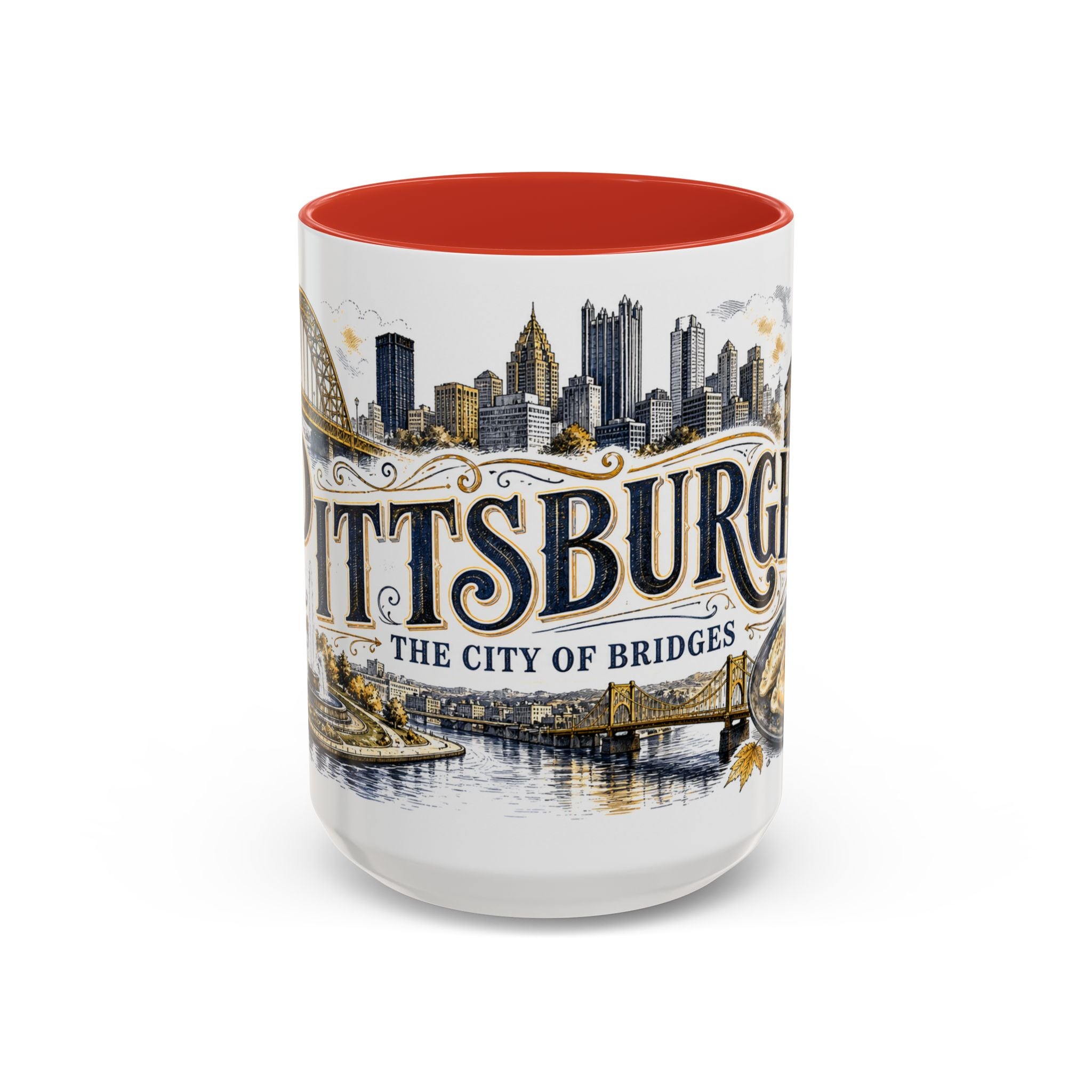 Pittsburgh Coffee Mug | United States Travel Souvenir | Vintage Illustrated City Gift | 11 oz 15 oz Accent Mug