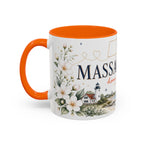 Massachusetts State Map Mug | Coastal Scene, Botanical Accents (11oz, 15oz)