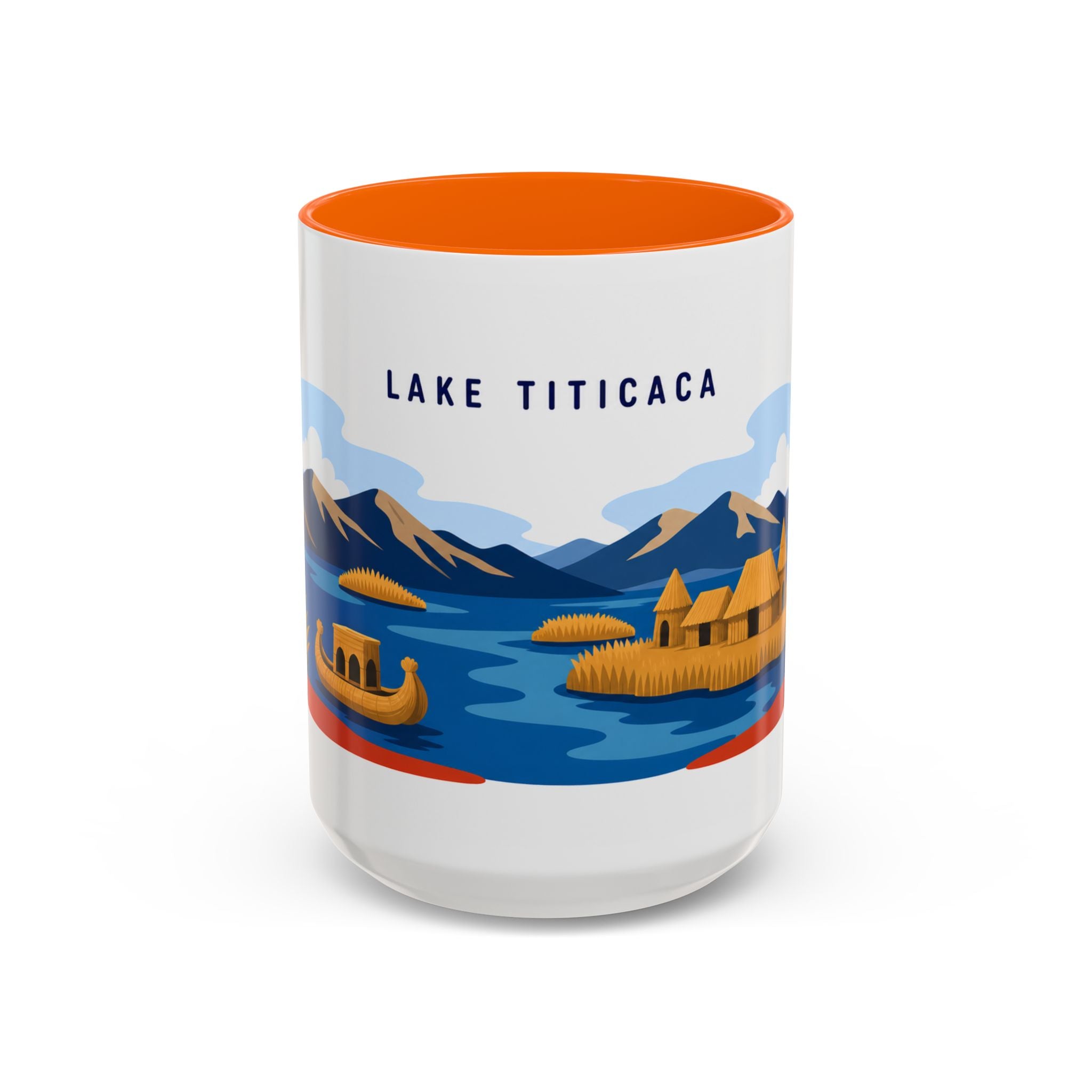 Lake Titicaca Coffee Mug | Travel Destination Souvenir Gift | Accent Color Ceramic 11oz 15oz