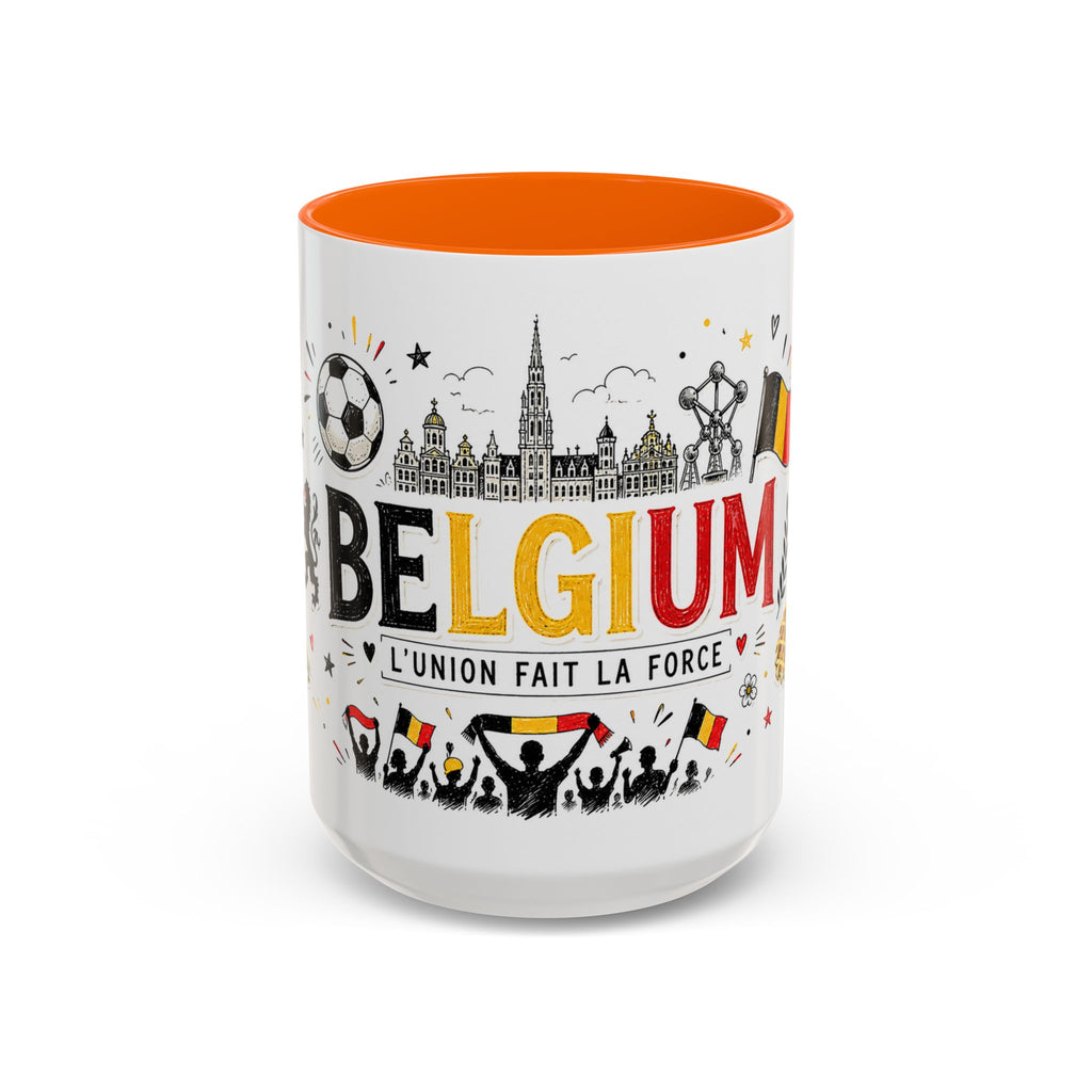 Belgium Soccer Coffee Mug | Soccer Fan Gift | Accent Color Ceramic 11oz 15oz Match Day Cup