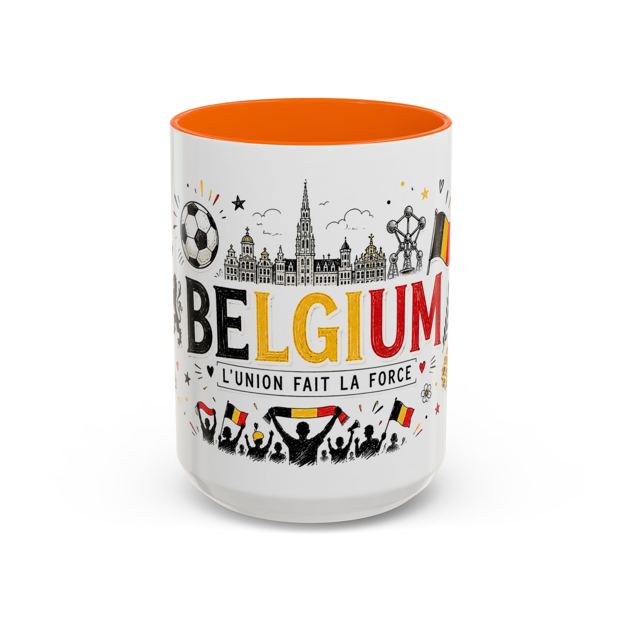 Belgium Soccer Coffee Mug | Soccer Fan Gift | Accent Color Ceramic 11oz 15oz Match Day Cup