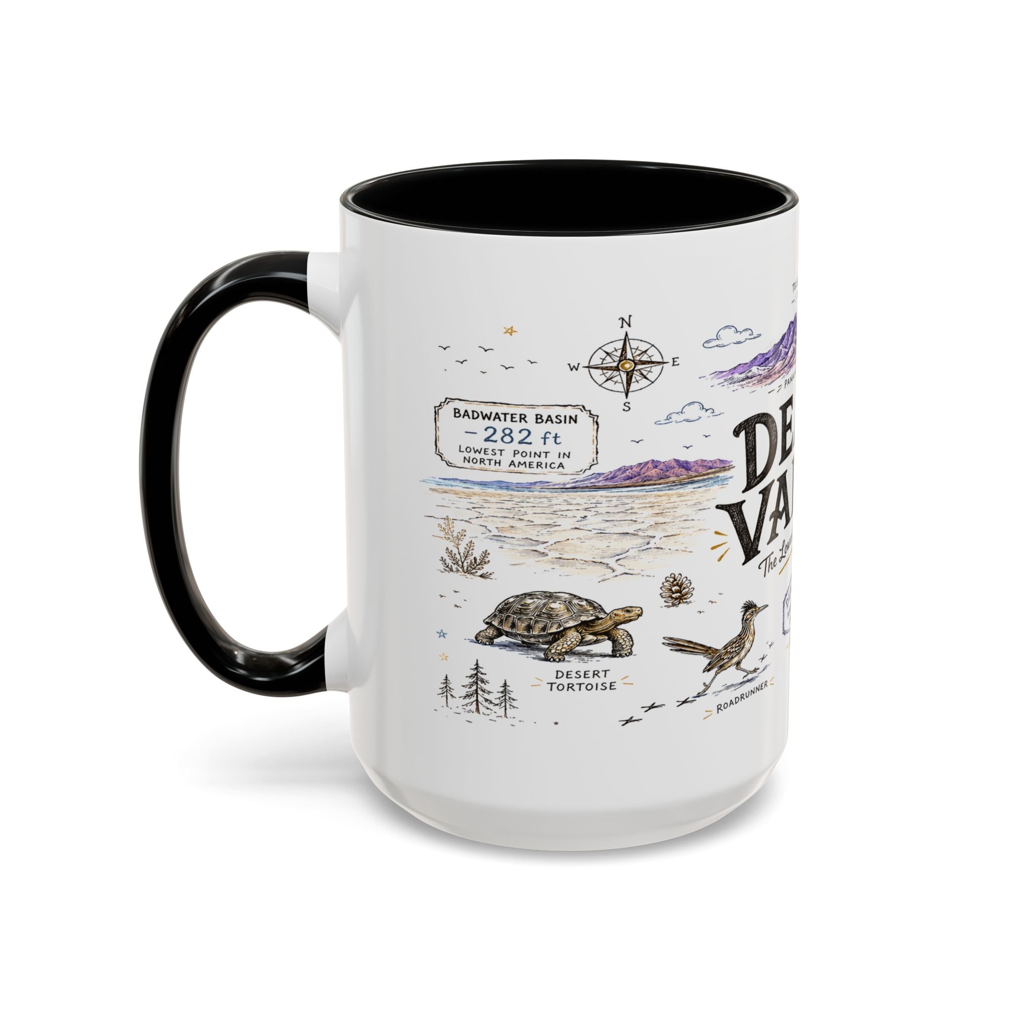 Death Valley National Park Coffee Mug | California Desert Hiking Camping Gift | Accent Color Ceramic 11oz 15oz
