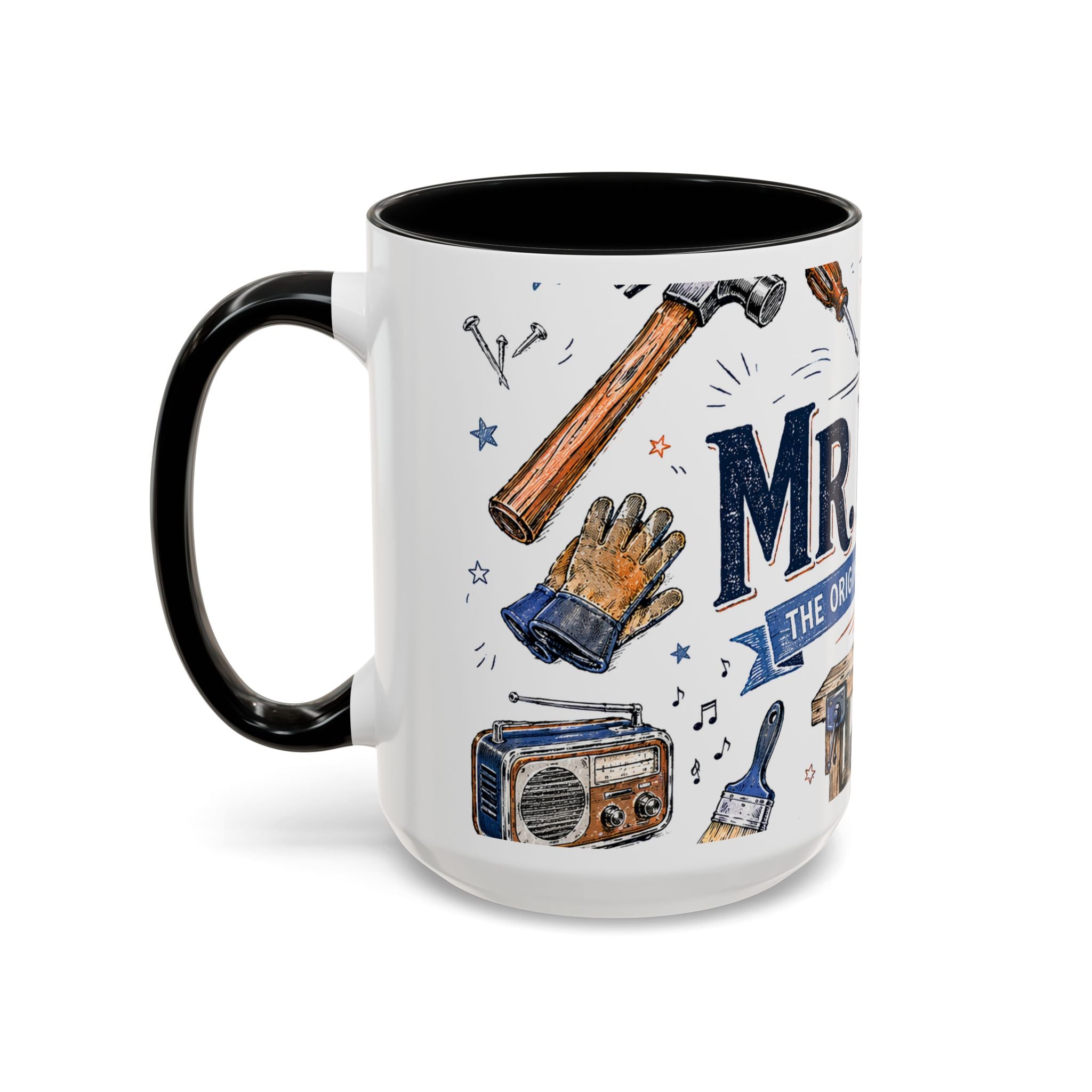 Mr Fix It Coffee Mug | Father's Day Gift for Dad | Accent Color Ceramic 11oz 15oz