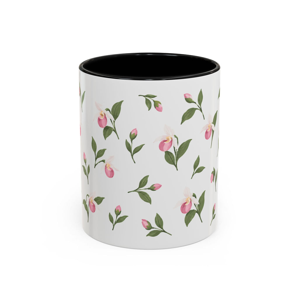 Minnesota Pink and White Lady Slipper Mug, State Flower Floral Coffee Cup, 11oz Botanical Gift