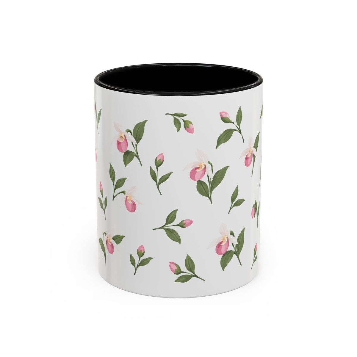 Minnesota Pink and White Lady Slipper Mug, State Flower Floral Coffee Cup, 11oz Botanical Gift