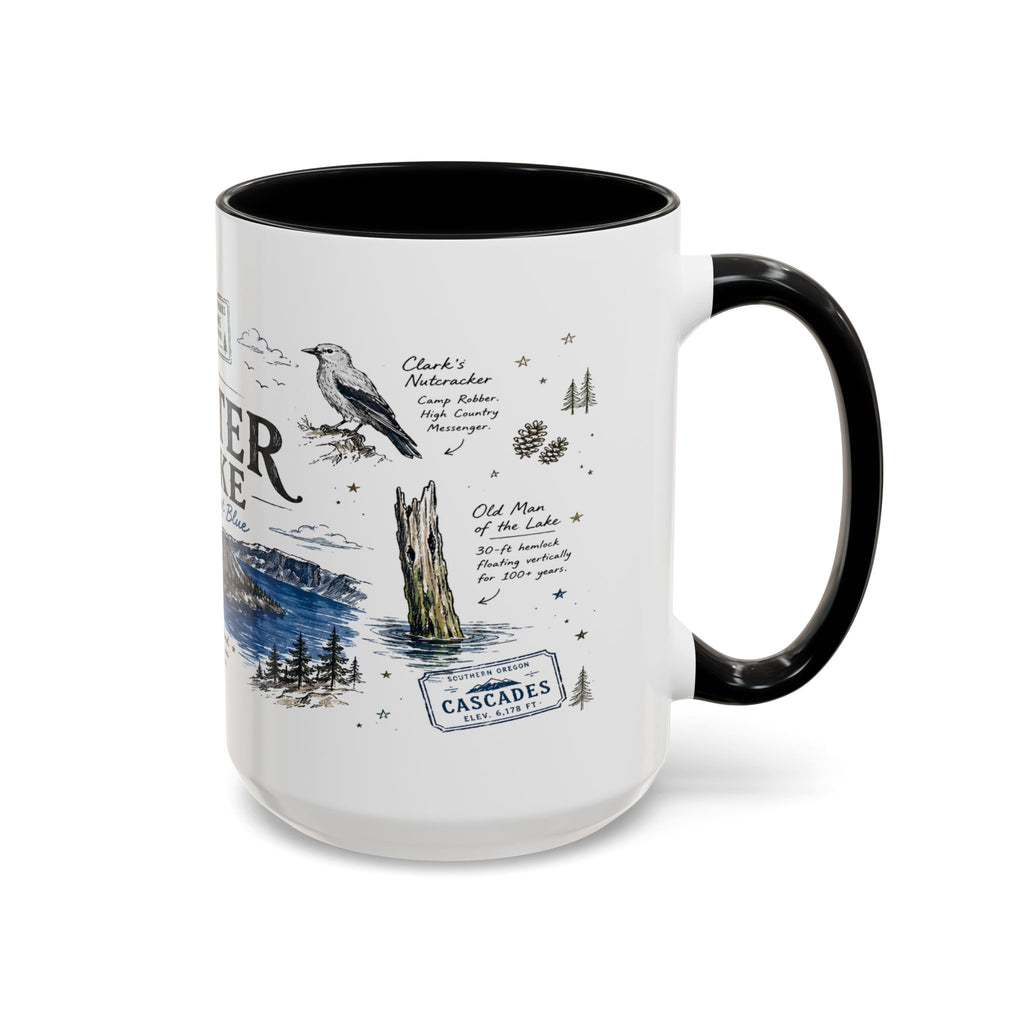 Crater Lake National Park Coffee Mug | Oregon Volcano Blue Lake Hiking Gift | Accent Color Ceramic 11oz 15oz