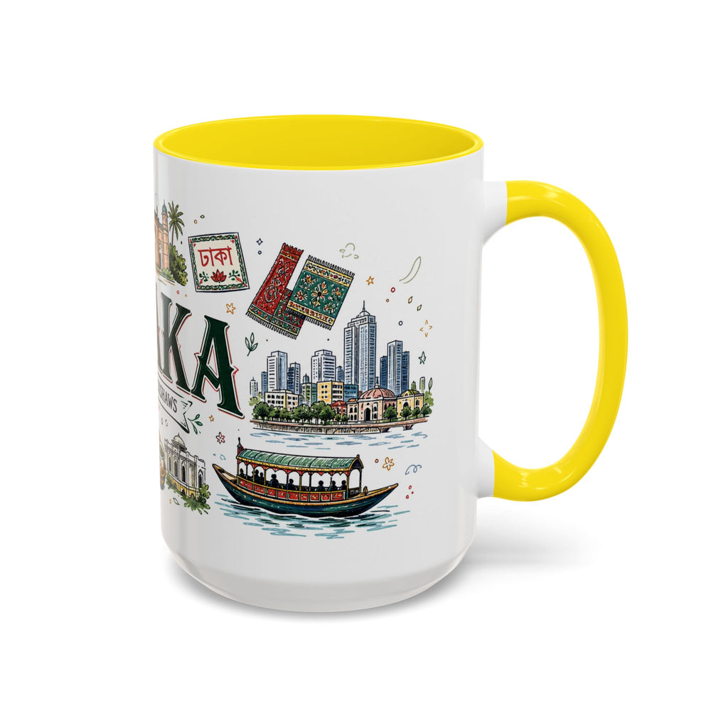 Dhaka Coffee Mug | Bangladesh Souvenir Travel Gift | Accent Color Ceramic 11oz 15oz
