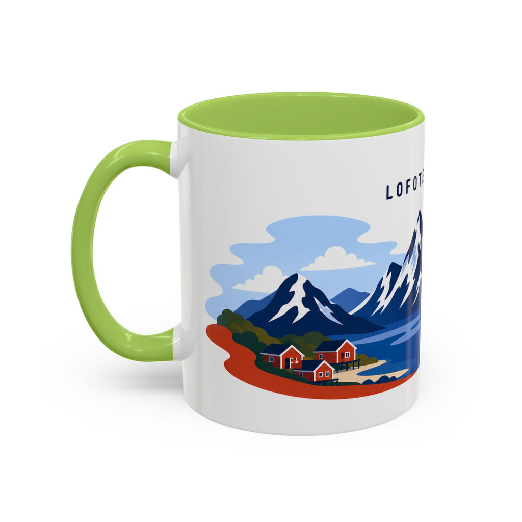 Lofoten Islands Coffee Mug | Travel Destination Souvenir Gift | Accent Color Ceramic 11oz 15oz