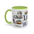 Lisbon Coffee Mug | Portugal Travel Souvenir | Vintage Illustrated City Gift | 11 oz 15 oz Accent Mug
