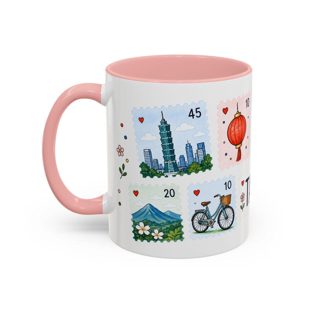 Taipei Coffee Mug | Postage Stamp Collage Mug | Travel Souvenir Accent Cup 11oz 15oz