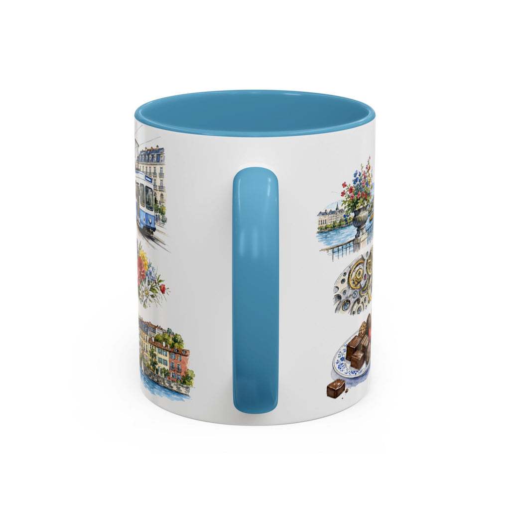 Geneva Illustrated Travel Mug | City Souvenir Accent Coffee Mug | 11oz 15oz Ceramic Cup