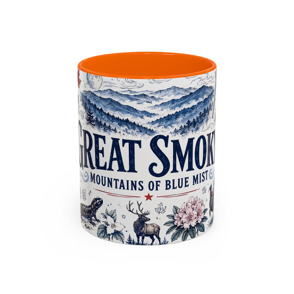Great Smoky Mountains Coffee Mug | National Park Hiking Gift | Accent Color Ceramic 11oz 15oz