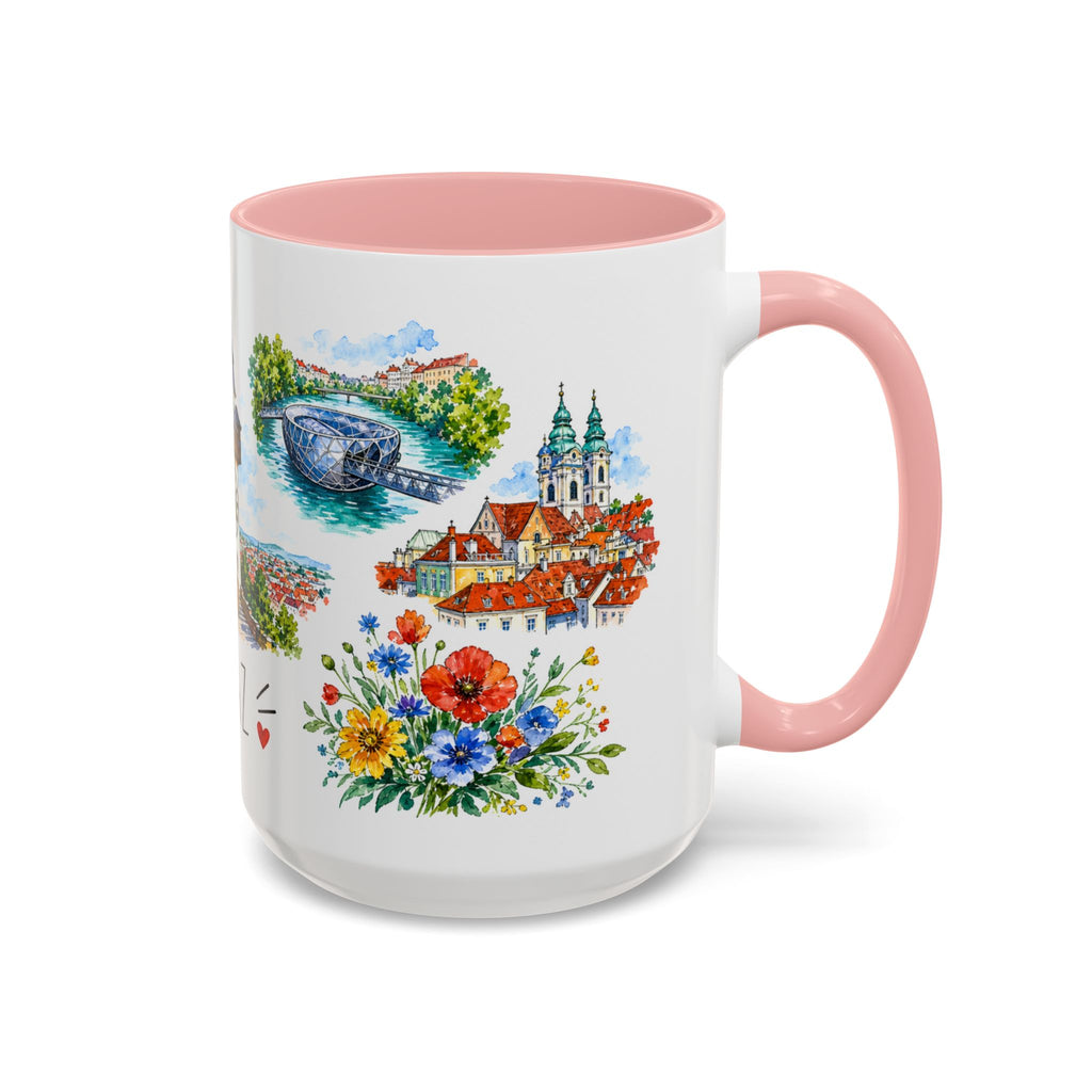 Graz Illustrated Travel Mug | City Souvenir Accent Coffee Mug | 11oz 15oz Ceramic Cup