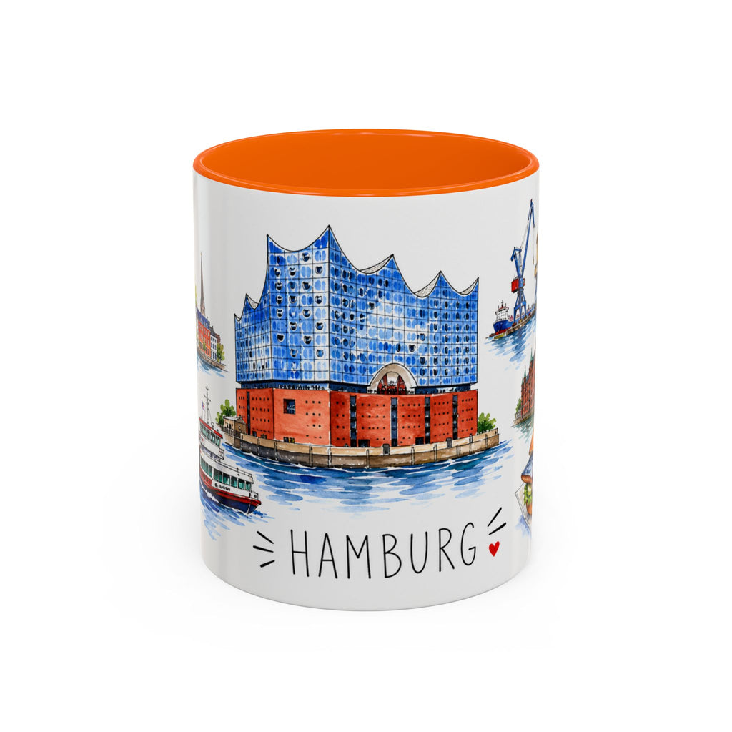 Hamburg Illustrated Travel Mug | City Souvenir Accent Coffee Mug | 11oz 15oz Ceramic Cup