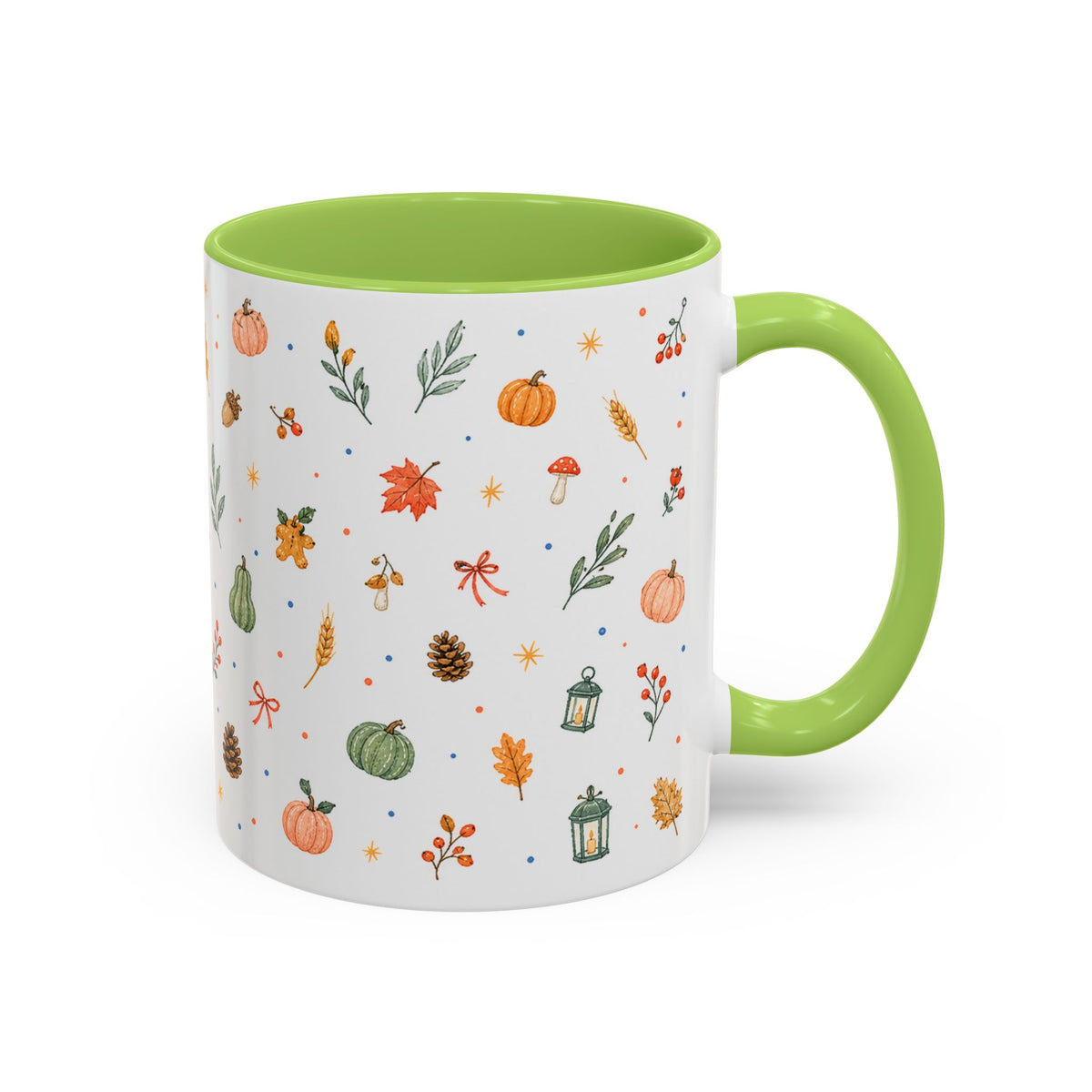 Thanksgiving Mug | Watercolor Autumn Harvest Gift | Pumpkin Leaf Accent Coffee Cup 11oz 15oz