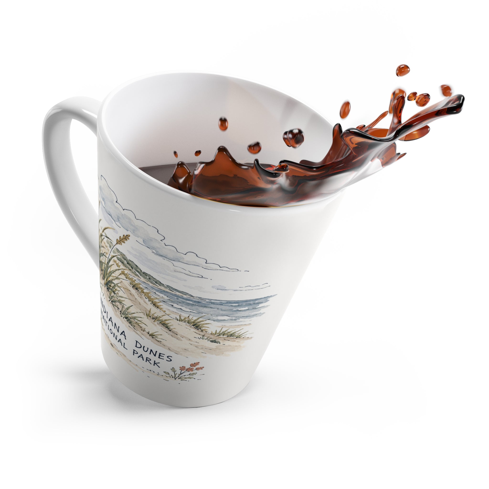 Indiana Dunes National Park Latte Mug | Pastel Watercolor Nature Coffee Cup | 12 oz Travel Souvenir Gift
