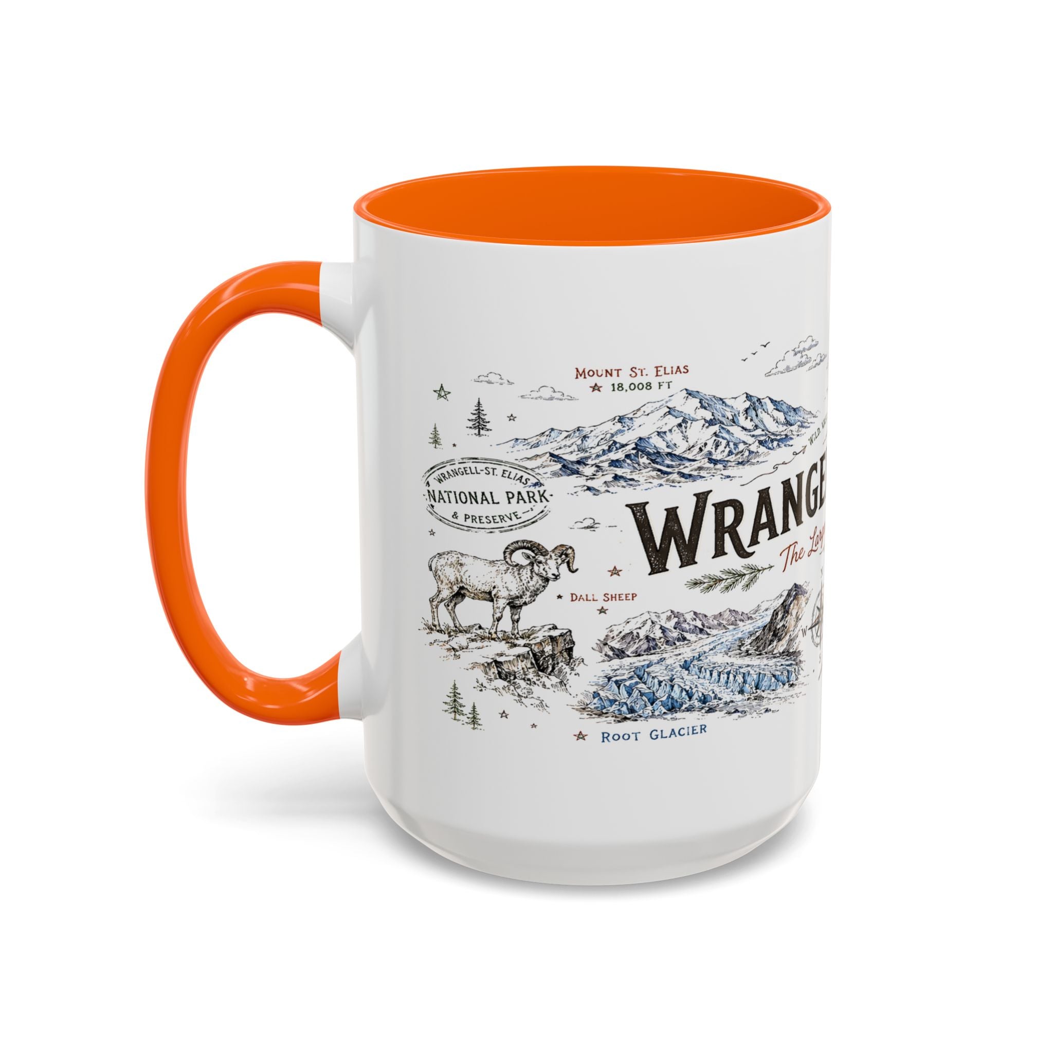 Wrangell-St. Elias National Park Coffee Mug | Alaska Wilderness Climbing Gift | Accent Color Ceramic 11oz 15oz