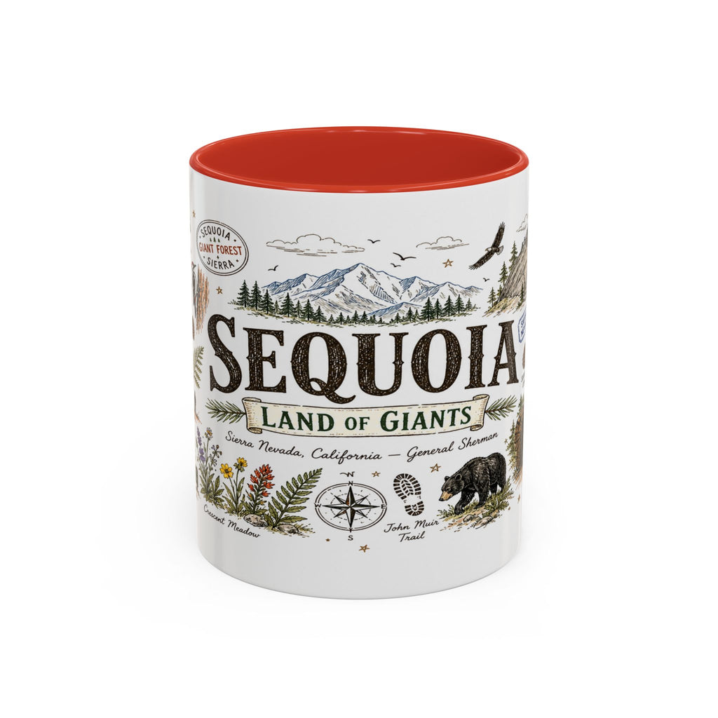 Sequoia Coffee Mug | National Park Hiking California Gift | Accent Color Ceramic 11oz 15oz
