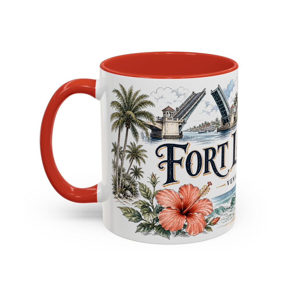 Fort Lauderdale Coffee Mug | United States Travel Souvenir | Vintage Illustrated City Gift | 11 oz 15 oz Accent Mug