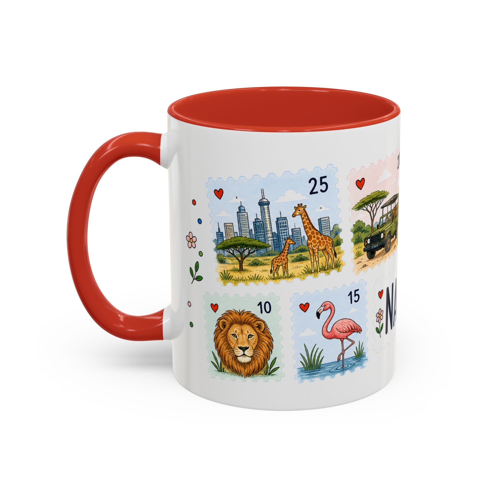 Nairobi Coffee Mug | Postage Stamp Collage Mug | Travel Souvenir Accent Cup 11oz 15oz