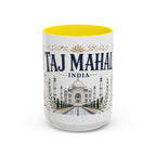 Taj Mahal Coffee Mug | Travel Destination Souvenir Gift | Accent Color Ceramic 11oz 15oz