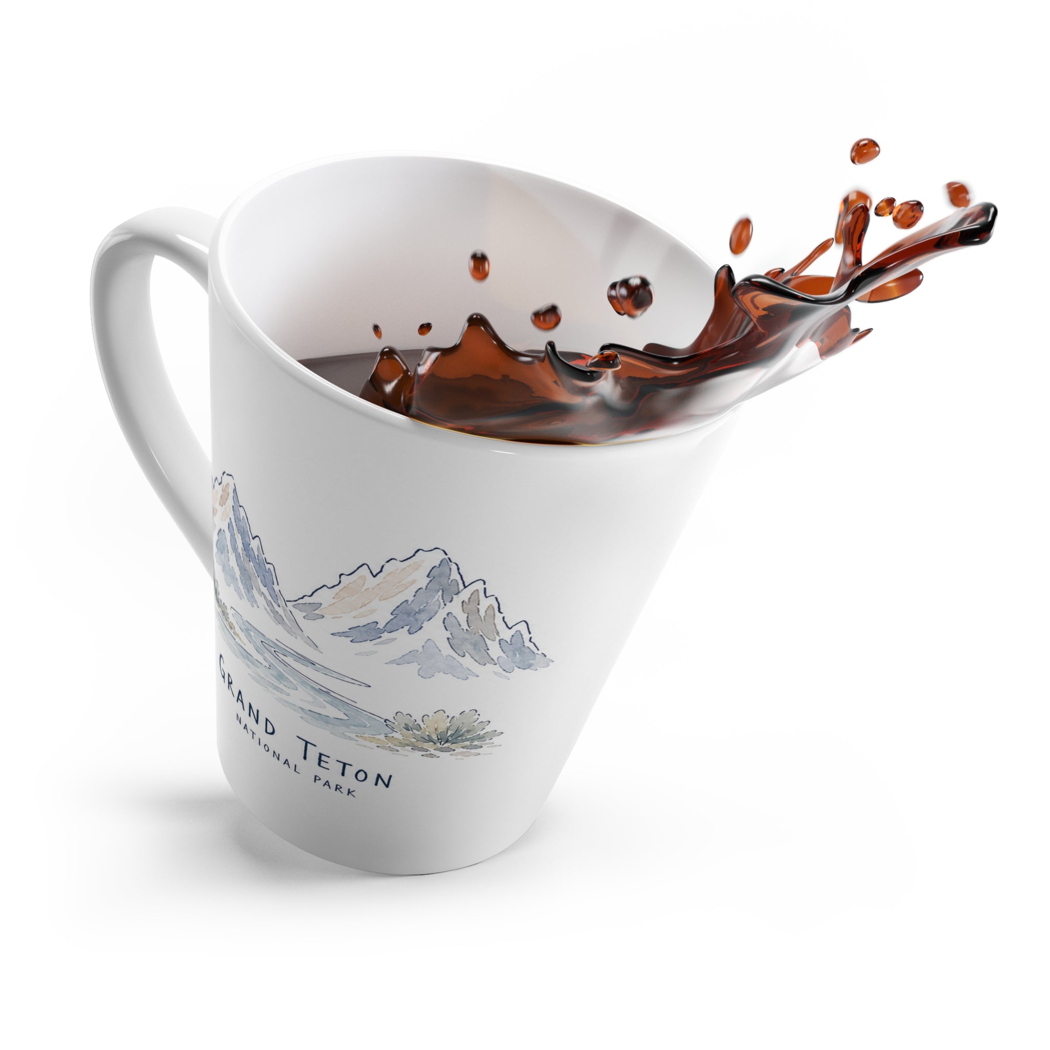 Grand Teton National Park Latte Mug | Pastel Watercolor Nature Coffee Cup | 12 oz Travel Souvenir Gift