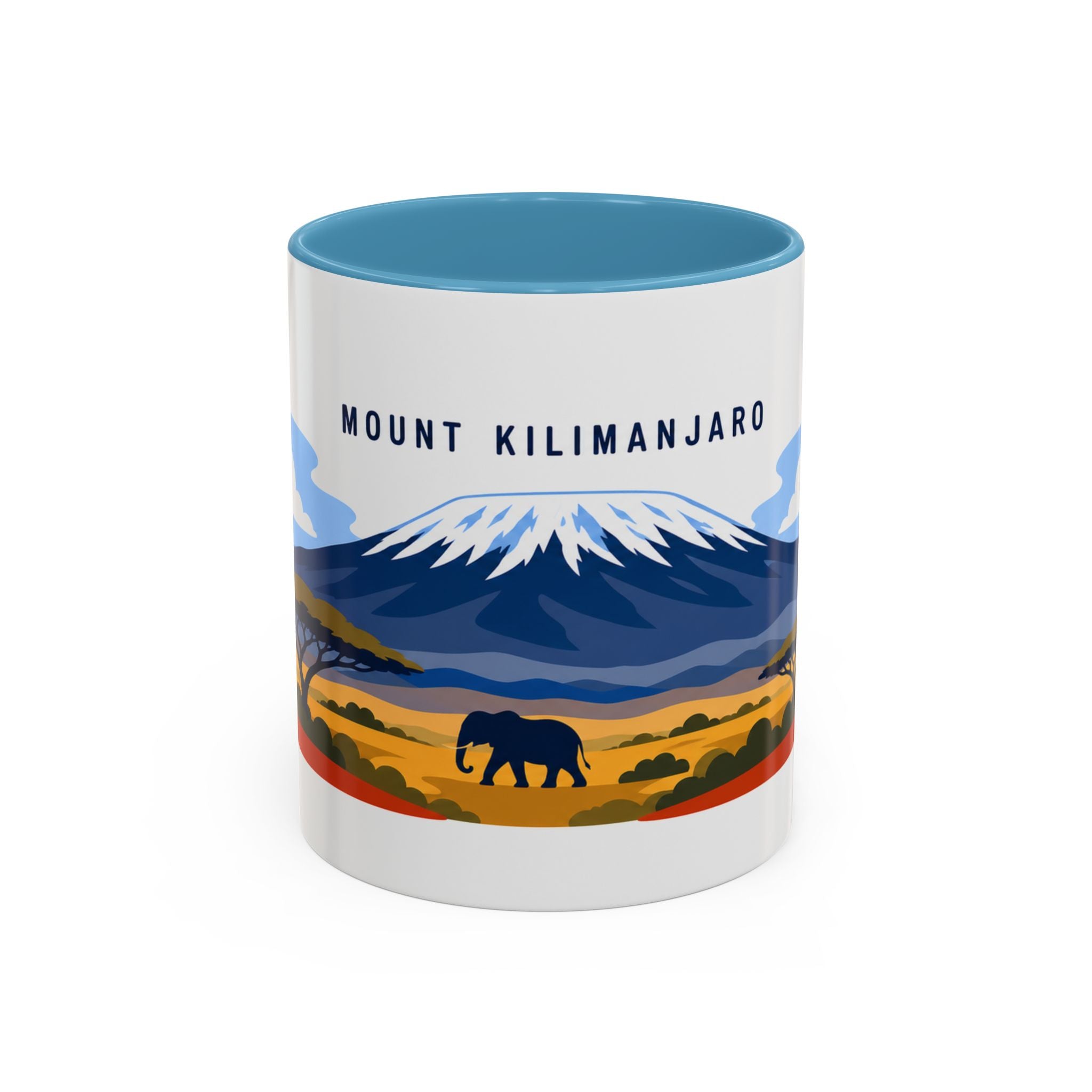 Mount Kilimanjaro Coffee Mug | Travel Destination Souvenir Gift | Accent Color Ceramic 11oz 15oz