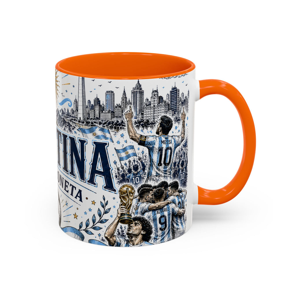 Argentina Soccer Coffee Mug | Soccer Fan Gift | Accent Color Ceramic 11oz 15oz Match Day Cup