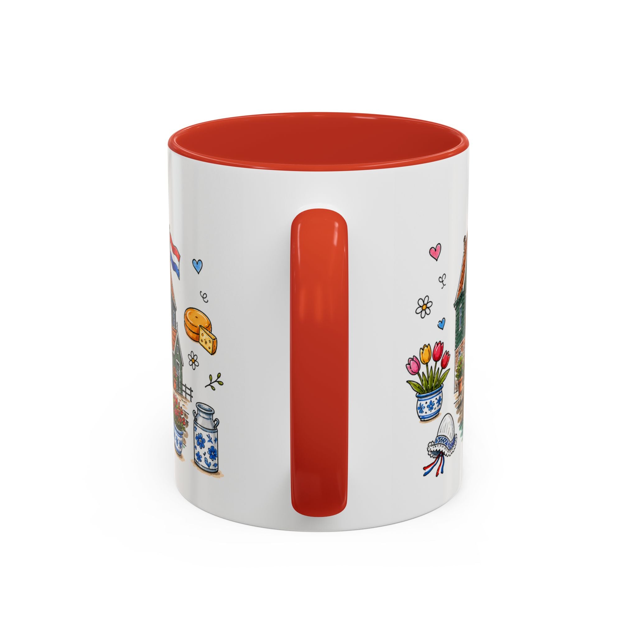 Volendam Illustrated Travel Mug | Netherlands Souvenir Accent Coffee Mug | 11oz 15oz Ceramic Cup