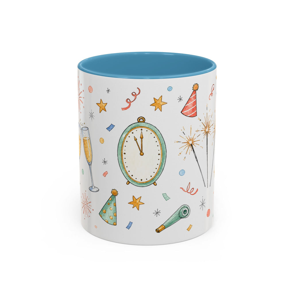 New Year Sparkler Mug | Champagne Toast Watercolor Party Gift | Accent Cup 11oz 15oz