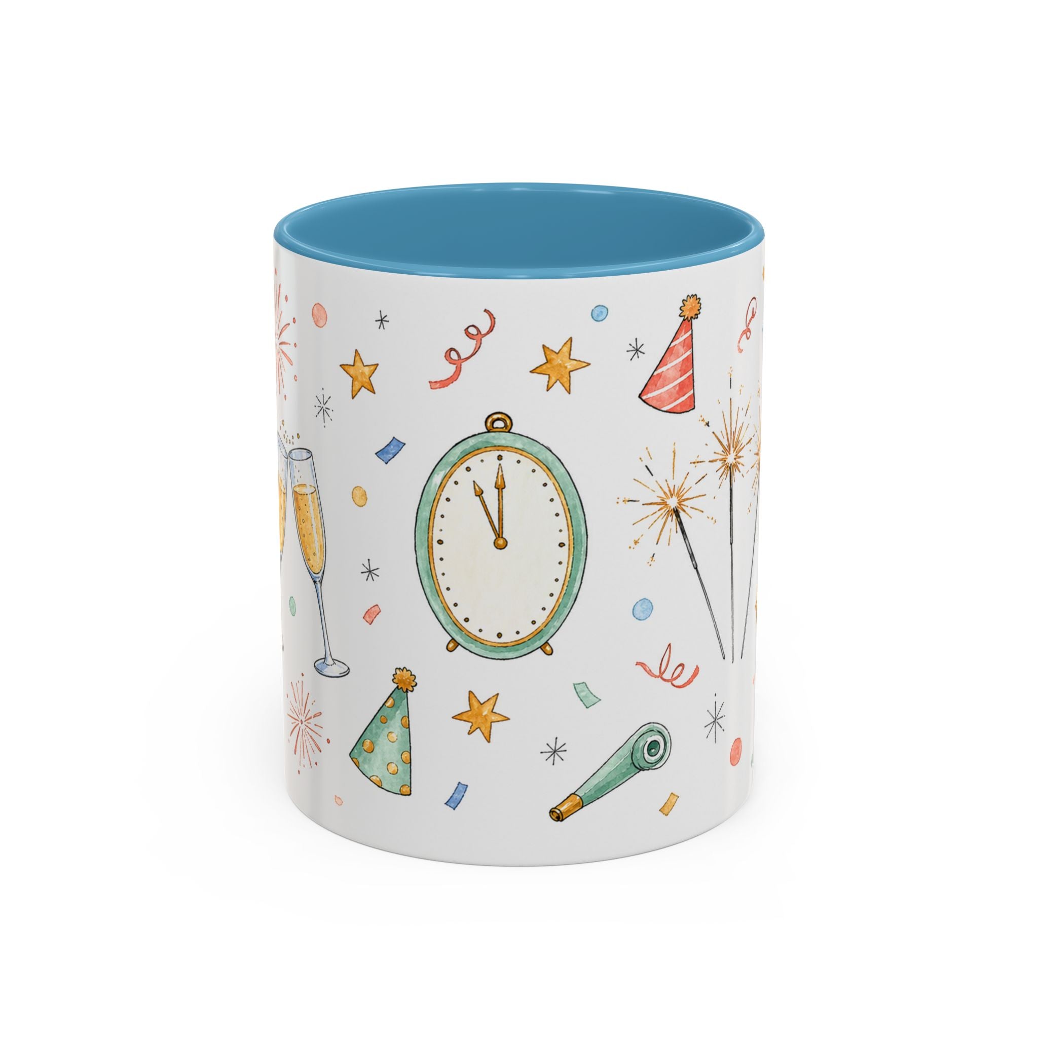 New Year Sparkler Mug | Champagne Toast Watercolor Party Gift | Accent Cup 11oz 15oz