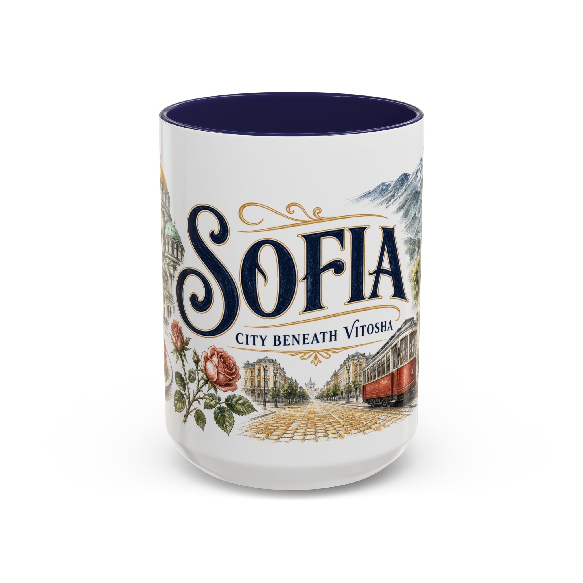 Sofia Coffee Mug | Bulgaria Travel Souvenir | Vintage Illustrated City Gift | 11 oz 15 oz Accent Mug