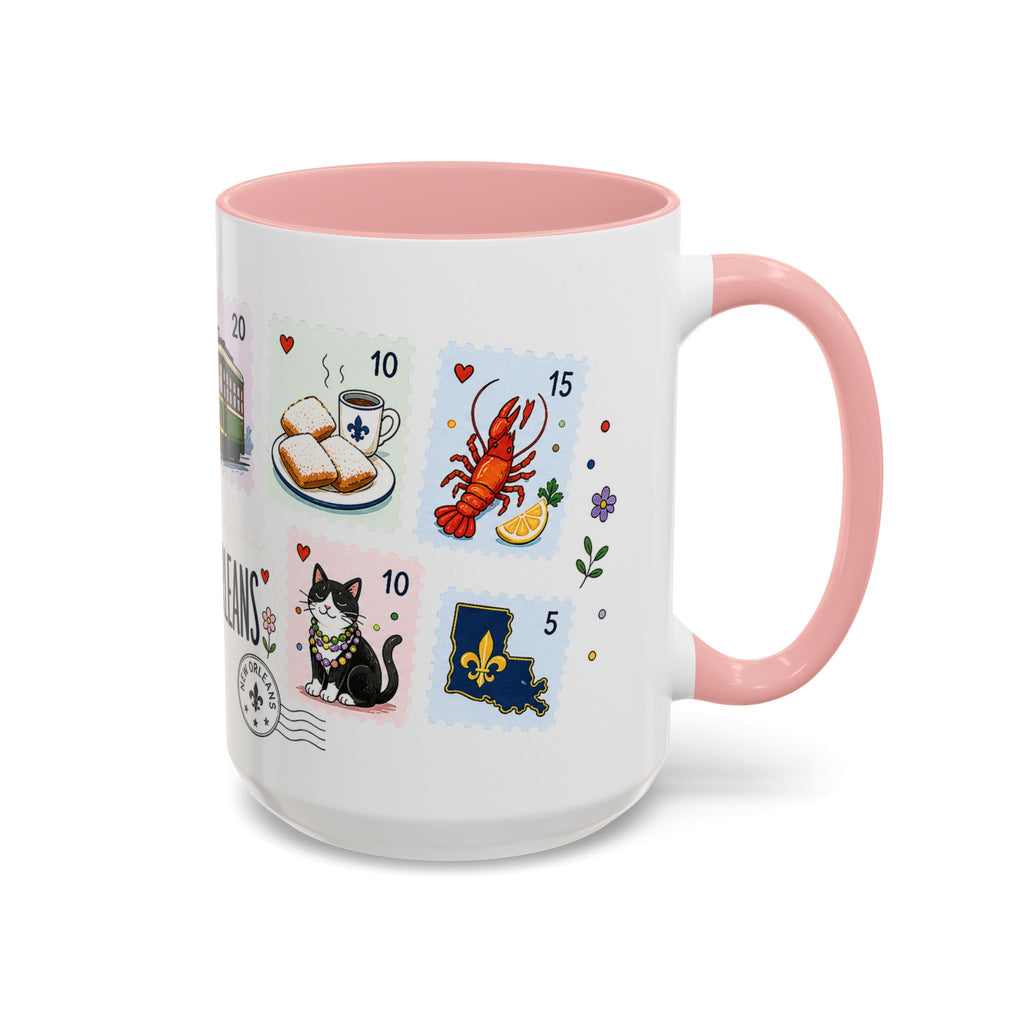 New Orleans Coffee Mug | Postage Stamp Collage Mug | Travel Souvenir Accent Cup 11oz 15oz