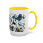 New Zealand South Island Coffee Mug | Travel Destination Souvenir Gift | Accent Color Ceramic 11oz 15oz