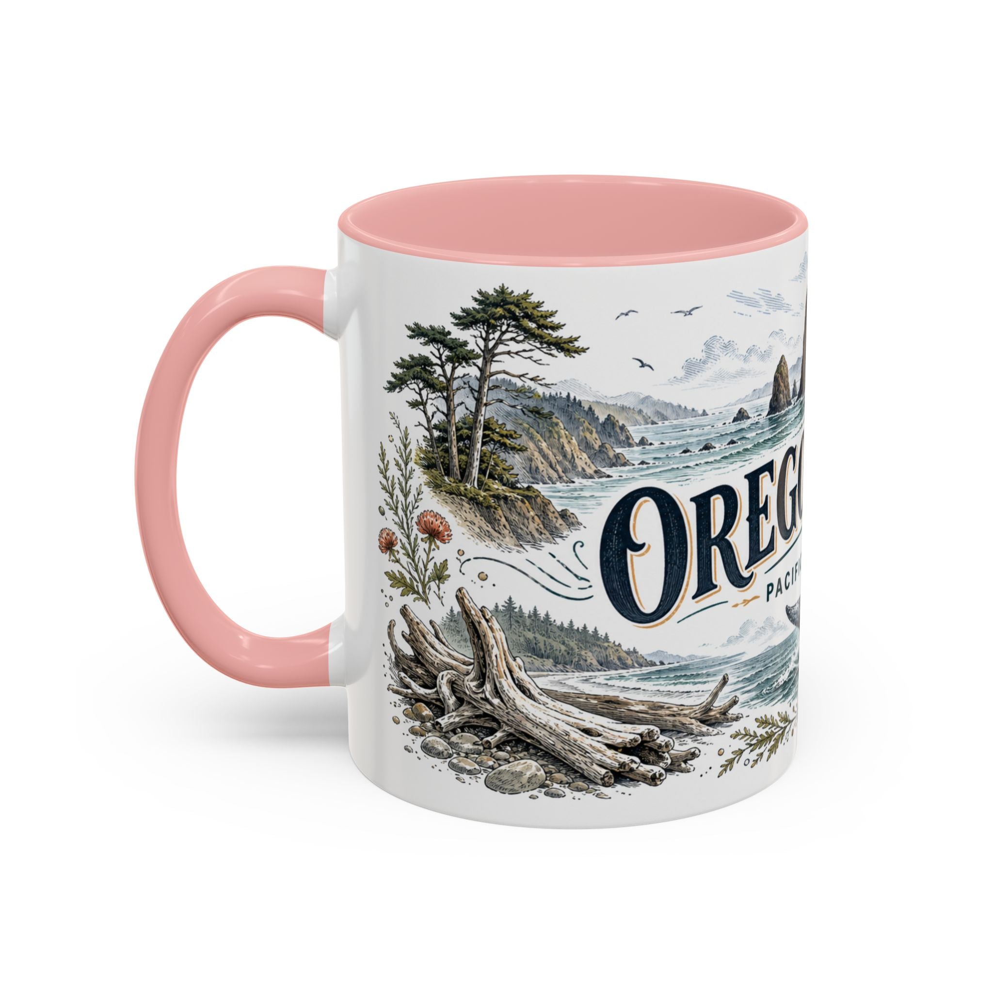 Oregon Coast Mug, Pacific Northwest Travel Souvenir, Bucket List Gift, Accent Ceramic Coffee Mug 11oz 15oz