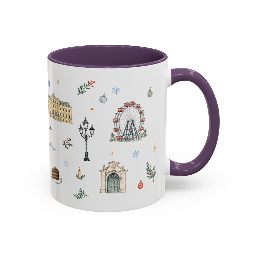 Vienna Christmas Mug | Watercolor Travel Souvenir | Holiday Gift | Accent Ceramic Coffee Cup 11oz 15oz