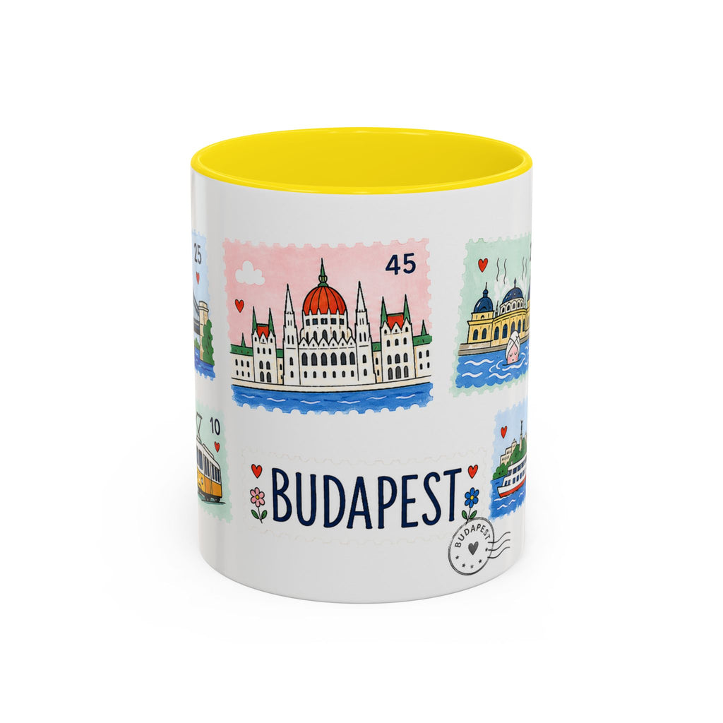 Budapest Coffee Mug | Postage Stamp Collage Mug | Travel Souvenir Accent Cup 11oz 15oz