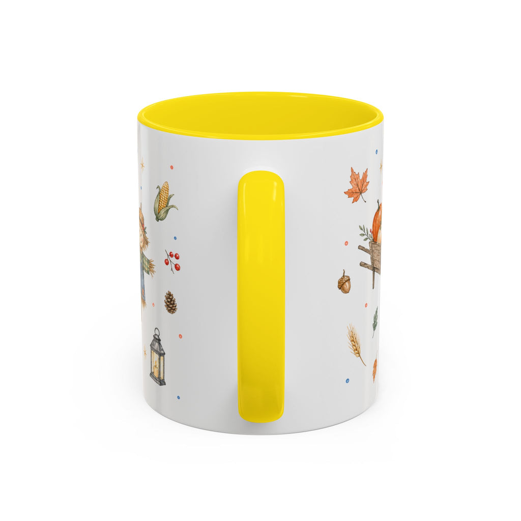Thanksgiving Mug | Country Harvest Watercolor Gift | Pumpkin Scarecrow Accent Cup 11oz 15oz