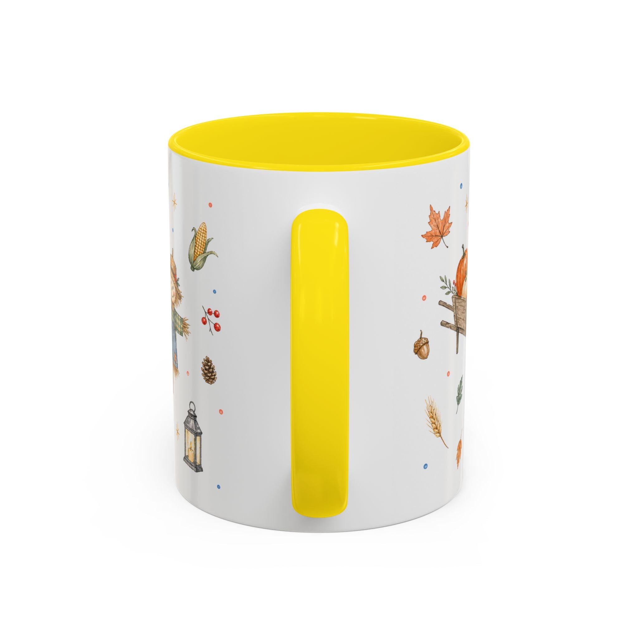 Thanksgiving Mug | Country Harvest Watercolor Gift | Pumpkin Scarecrow Accent Cup 11oz 15oz