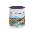 Theodore Roosevelt National Park Coffee Mug | Solid Color Block Park Souvenir | 11oz 15oz Accent Mug