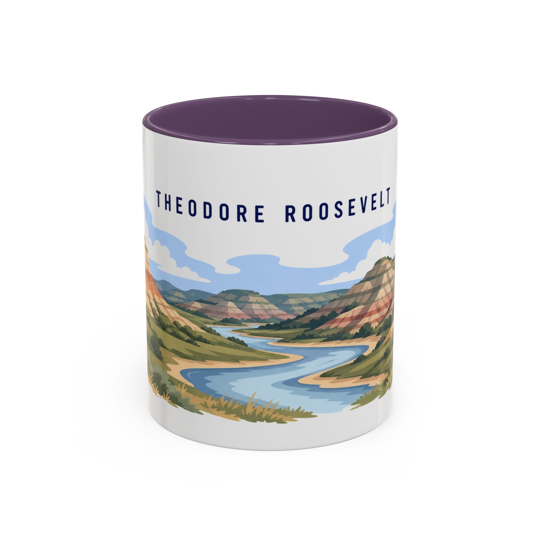 Theodore Roosevelt National Park Coffee Mug | Solid Color Block Park Souvenir | 11oz 15oz Accent Mug