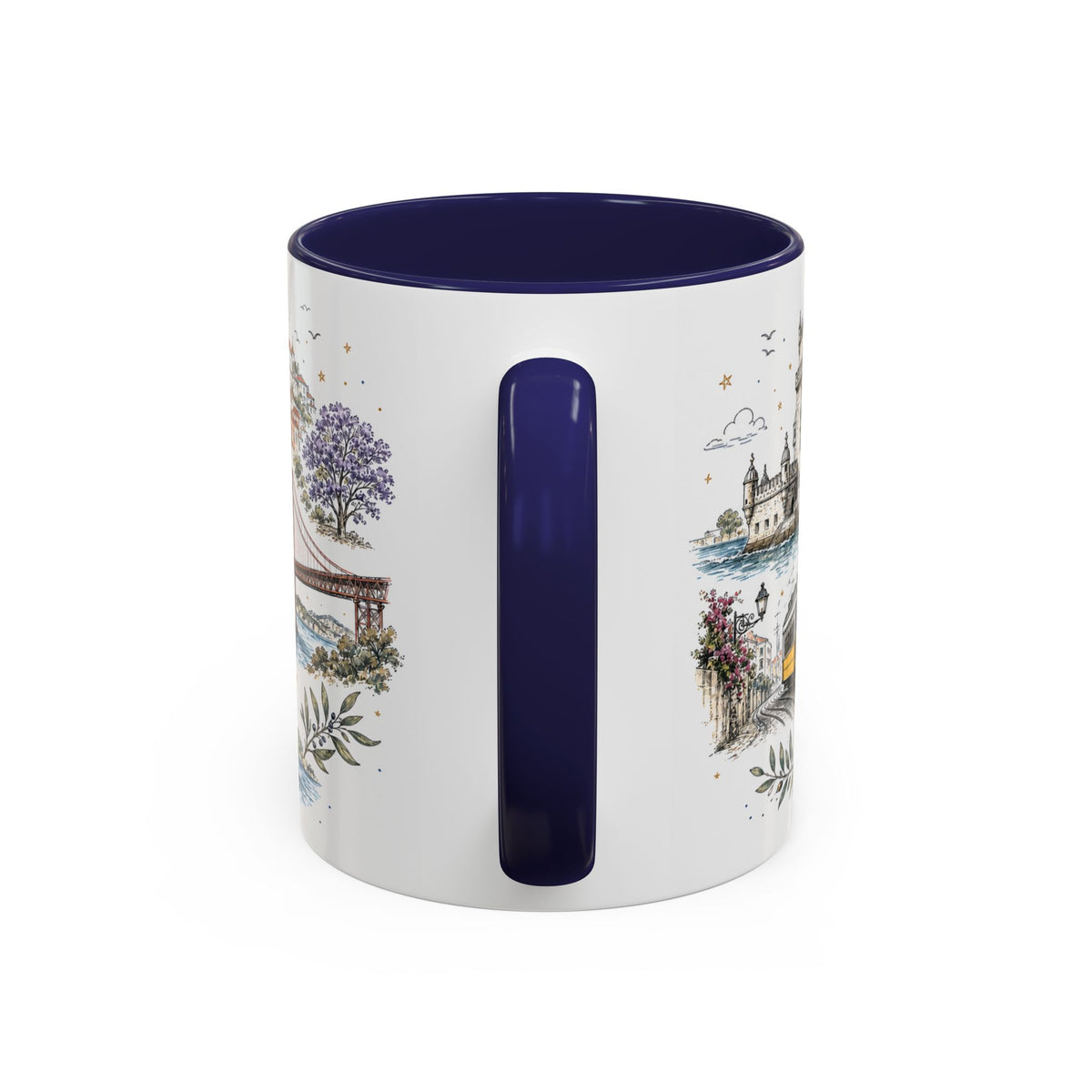Lisbon Coffee Mug | Portugal Travel Souvenir | Vintage Illustrated City Gift | 11 oz 15 oz Accent Mug