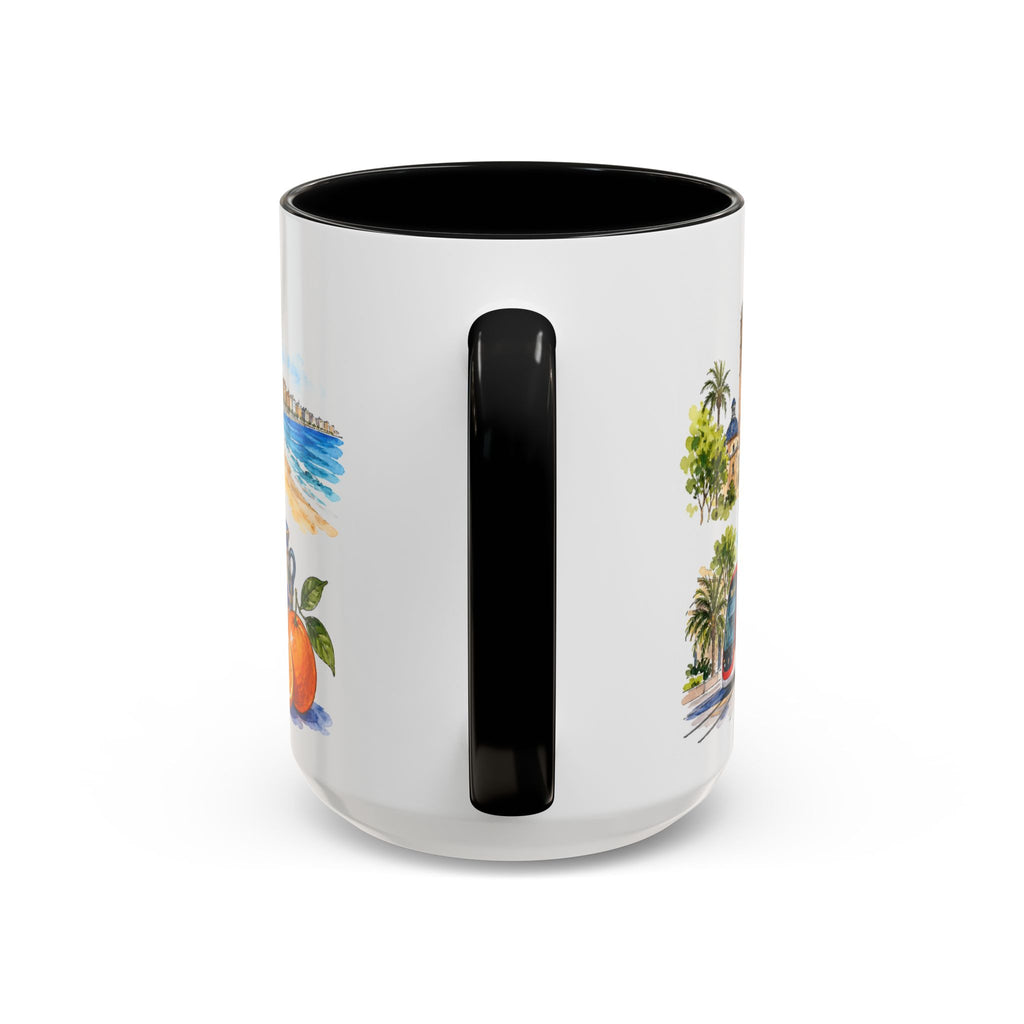 Valencia Illustrated Travel Mug | City Souvenir Accent Coffee Mug | 11oz 15oz Ceramic Cup