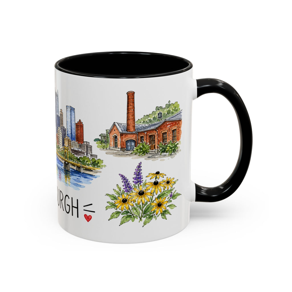 Pittsburgh Illustrated Travel Mug | City Souvenir Accent Coffee Mug | 11oz 15oz Ceramic Cup