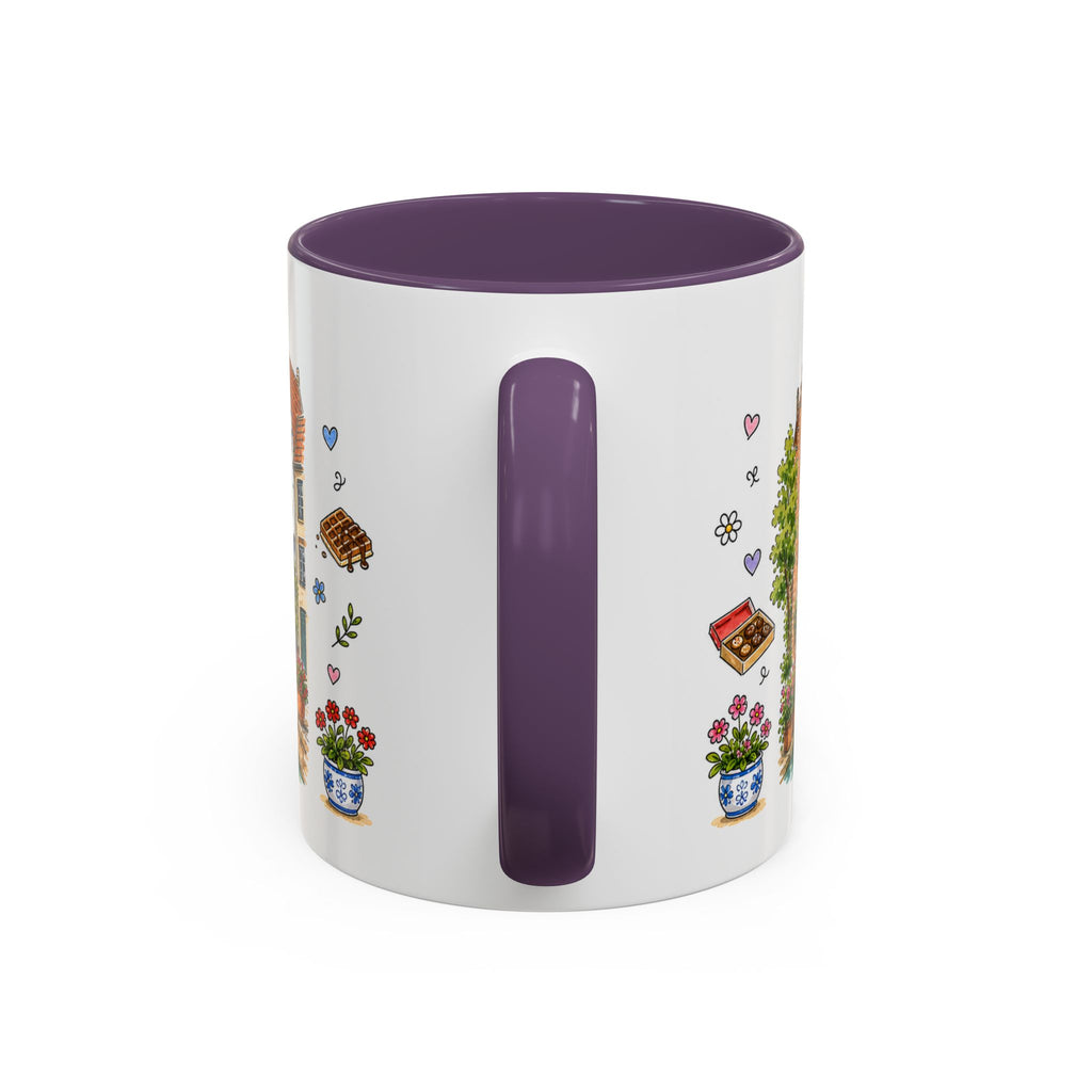 Bruges Illustrated Travel Mug | Belgium Souvenir Accent Coffee Mug | 11oz 15oz Ceramic Cup