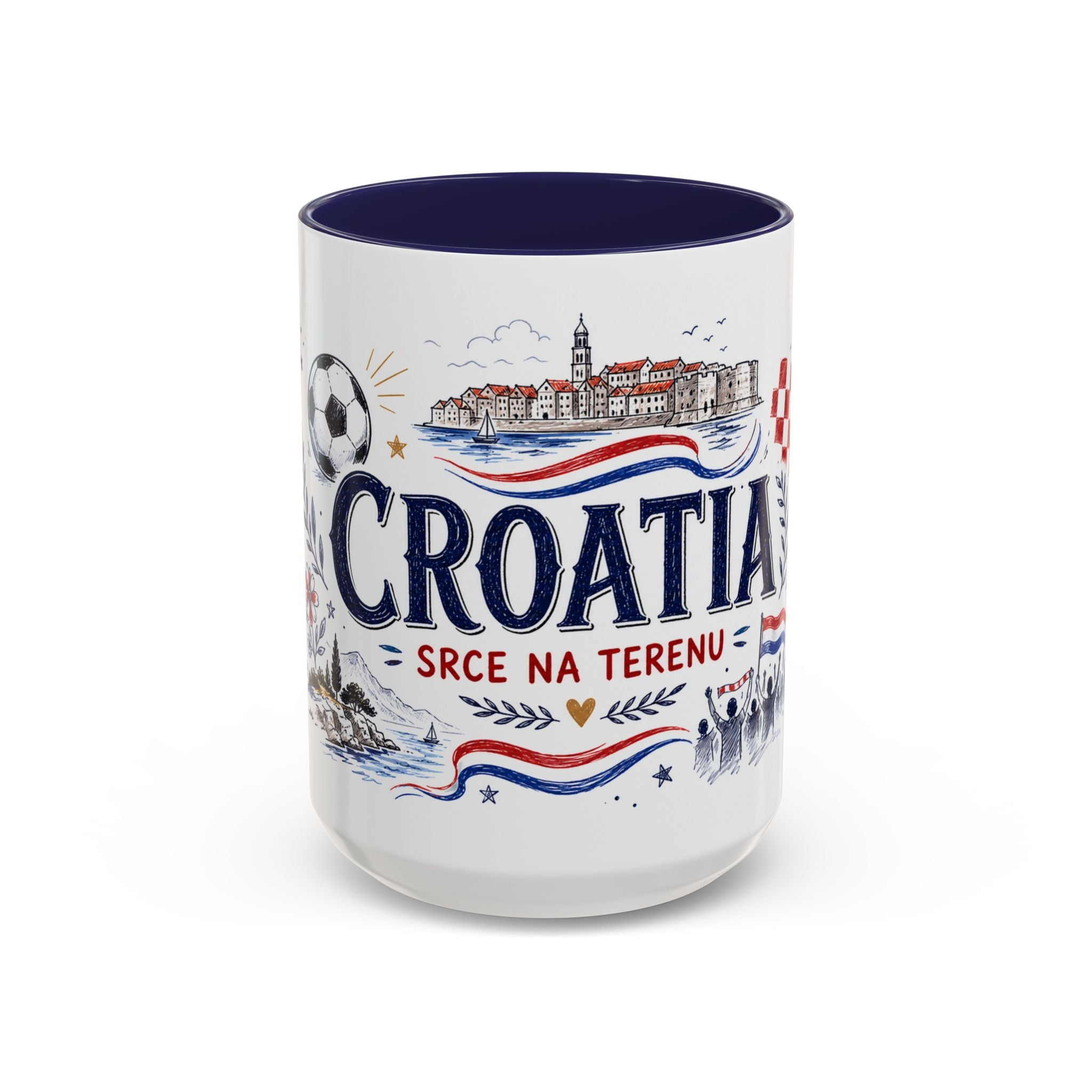 Croatia Soccer Coffee Mug | World Cup Fan Gift | Accent Color Ceramic 11oz 15oz Match Day Cup