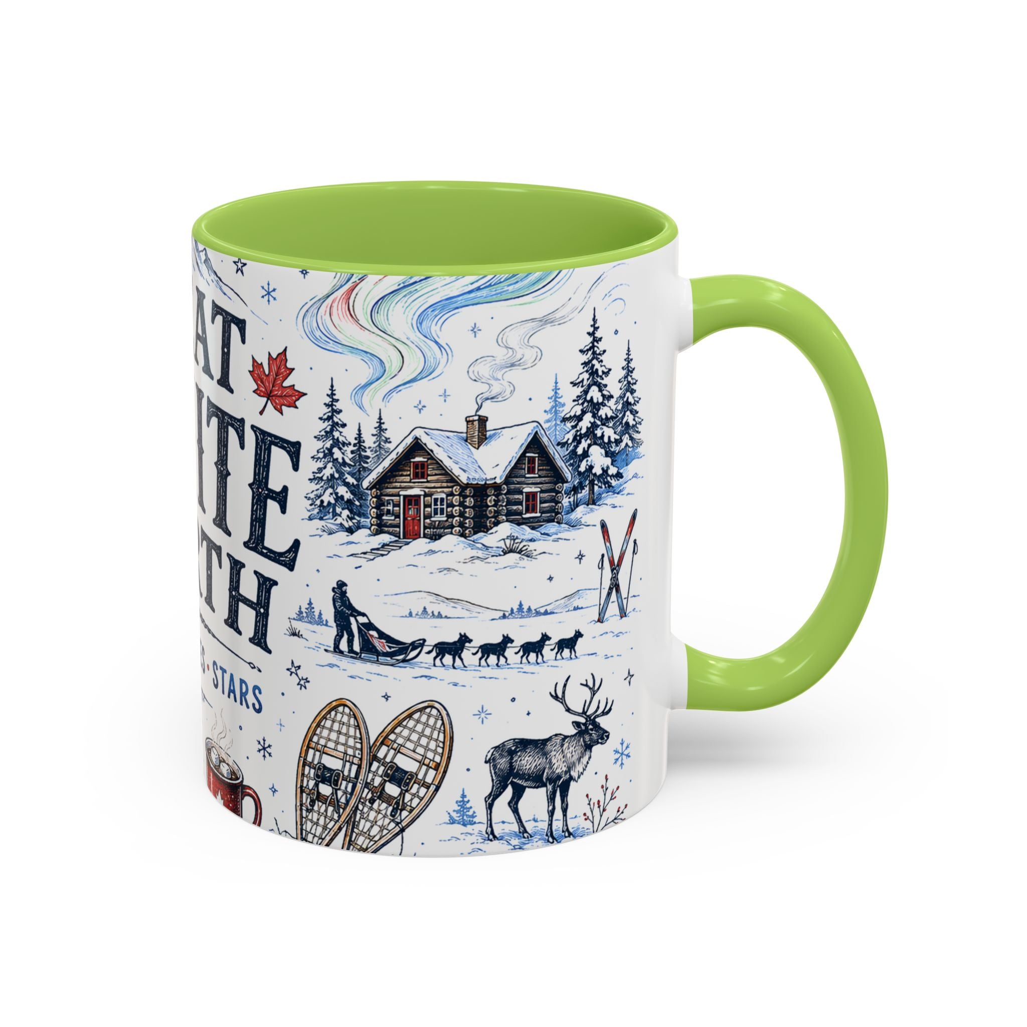 Great White North Coffee Mug | Canadian Pride Gift | Accent Color Ceramic 11oz 15oz