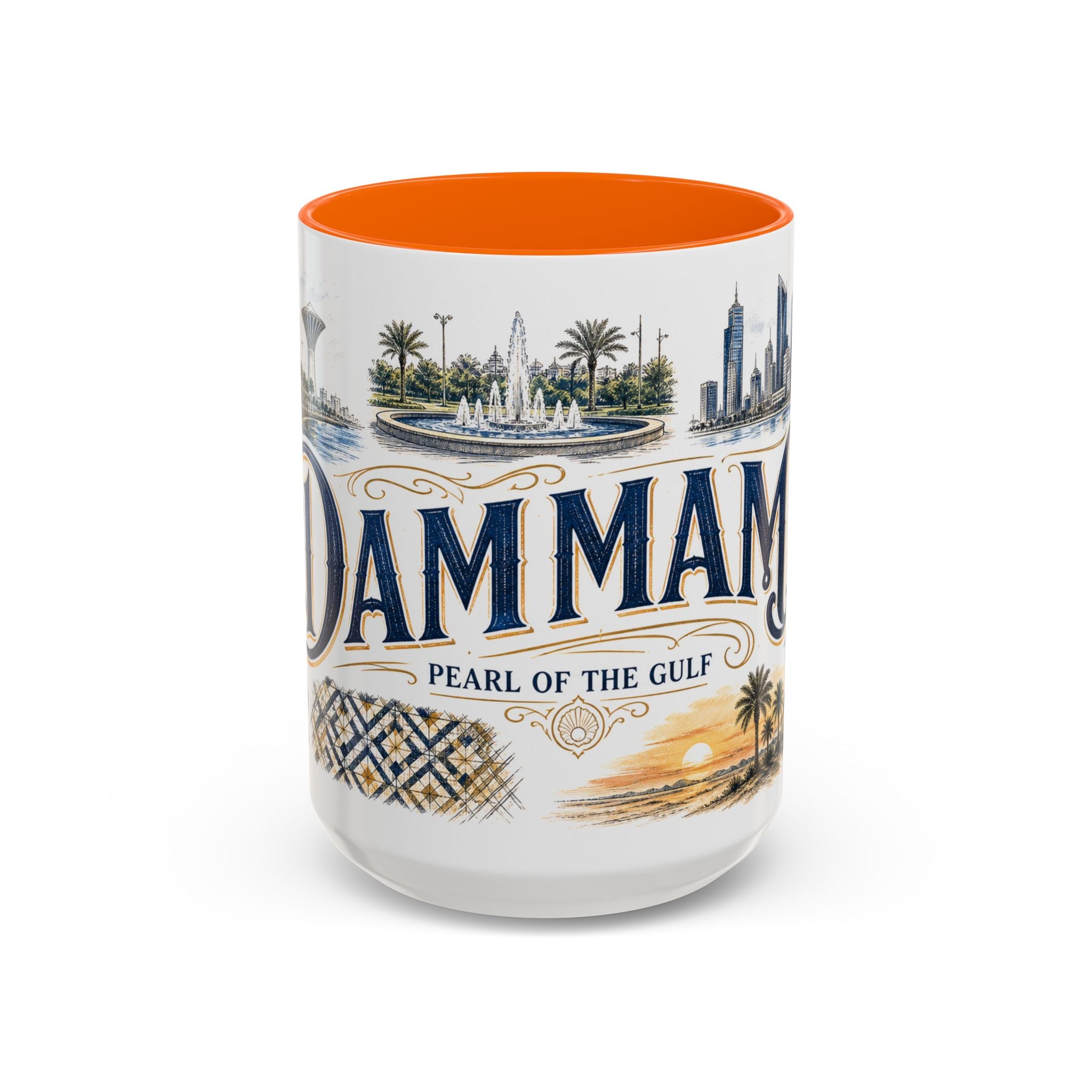 Dammam Coffee Mug | Saudi Arabia Travel Souvenir | Vintage Illustrated City Gift | 11 oz 15 oz Accent Mug