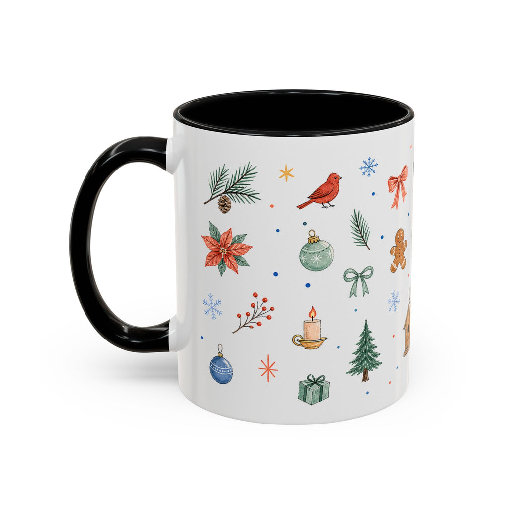 Woodland Christmas Mug | Deer Bird Watercolor Holiday Gift | Accent Cup 11oz 15oz