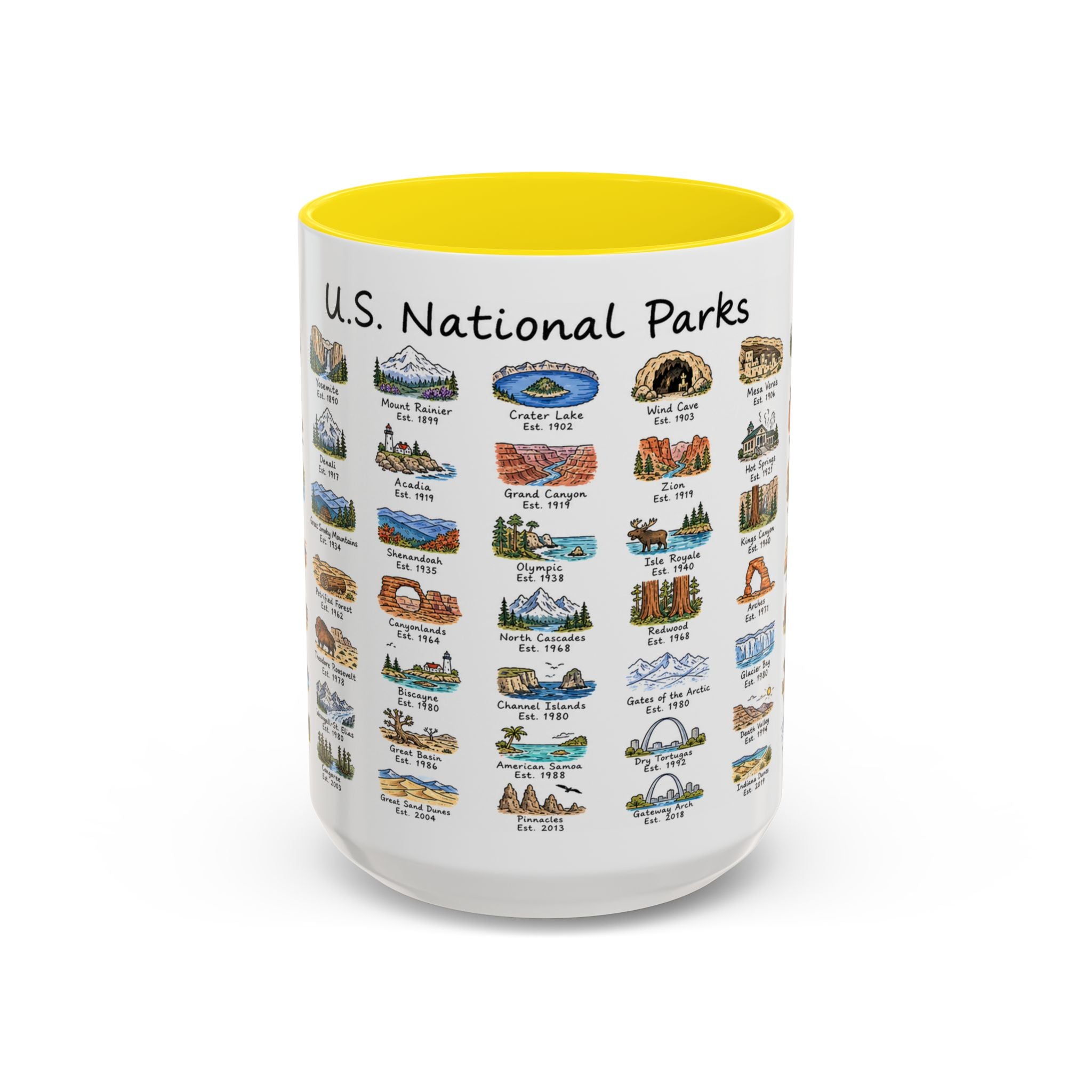 63 National Parks Mug | U.S. Parks Coffee Cup | Park Bucket List Gift | Road Trip Hiking Camping Souvenir
